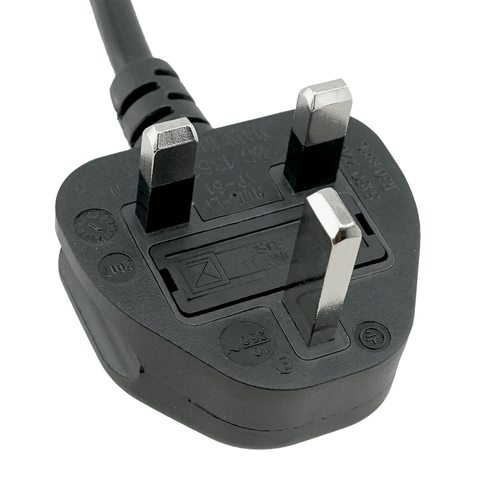 UK 1363/A Power Cable Cord 3' Long Plug Type G, Connector Type 3-Prong  76H3524